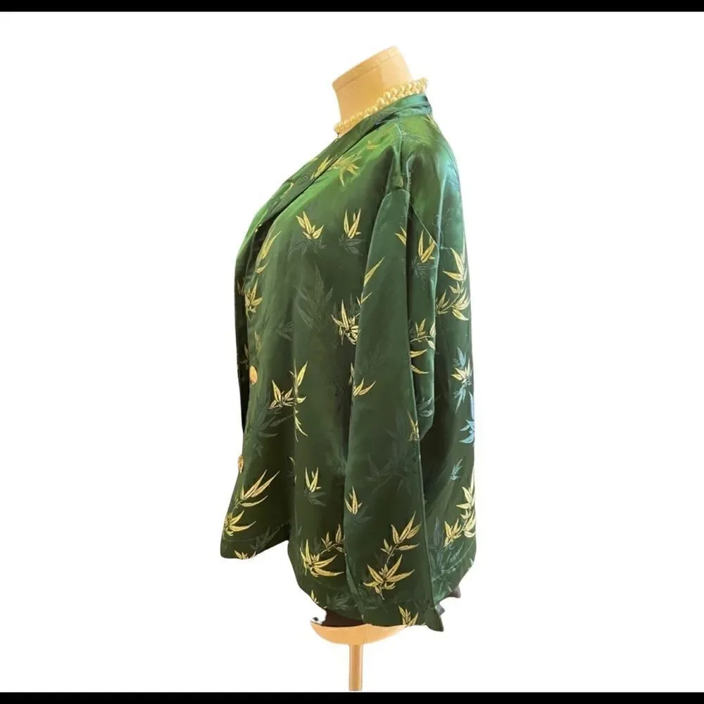 Fresh Floral: Green Floral Button-Up Blazer